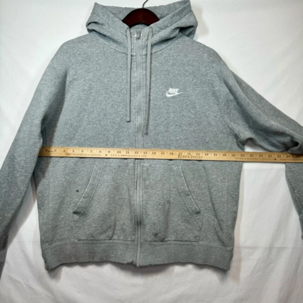 Nike Full Zip Hoodie Sweatshirt Everyday Casual Comfy Gray Diatressed‎ Sz Large